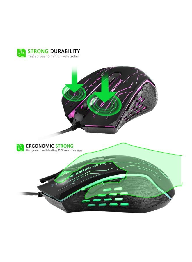 ماوس ألعاب ضوئي وسلكي مزود بإضاءة LED خلفية أسود - Image 2