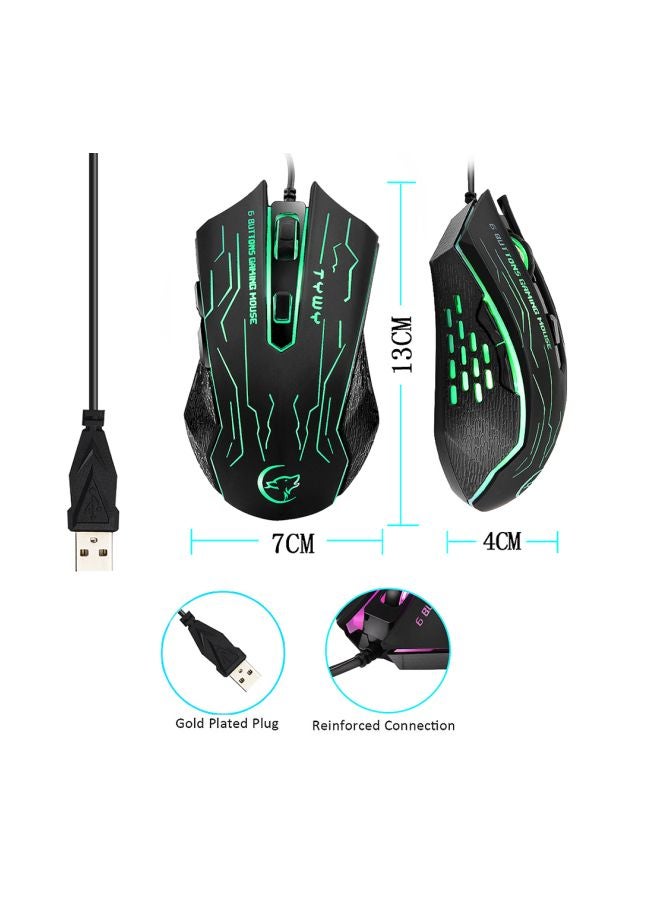 ماوس ألعاب ضوئي وسلكي مزود بإضاءة LED خلفية أسود - Image 3