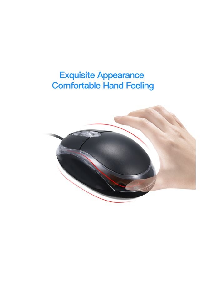 Wired Optical Portable Mouse With USB Port Black/Clear - Image 3