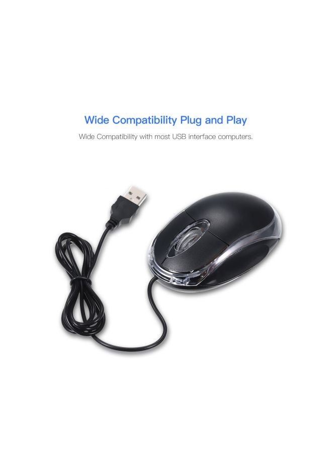 Wired Optical Portable Mouse With USB Port Black/Clear - Image 2