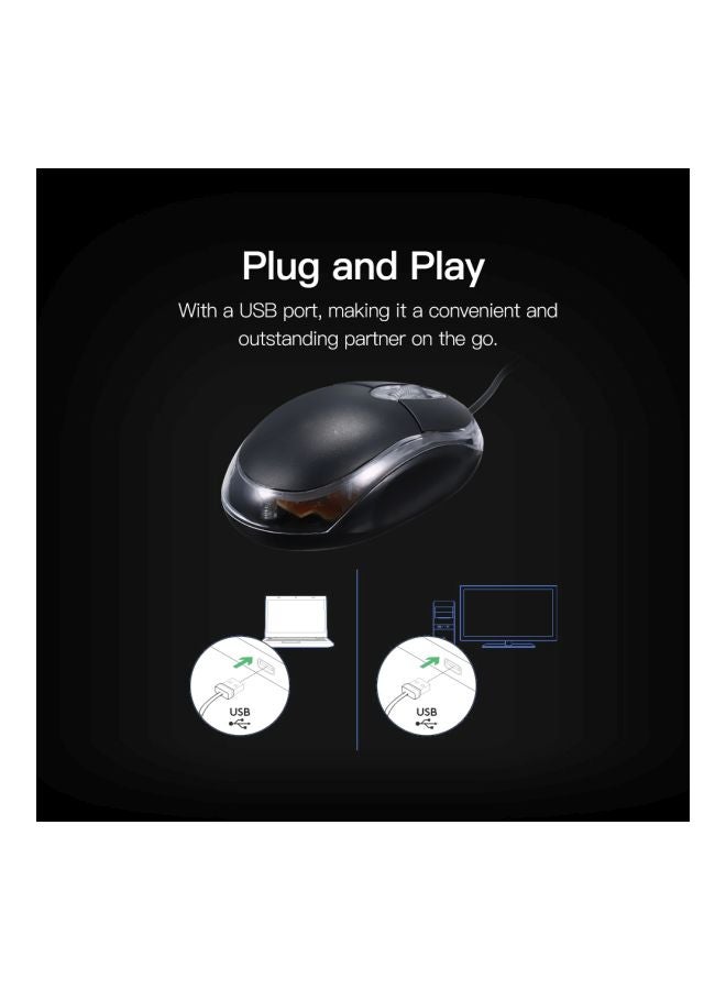 Wired Optical Portable Mouse With USB Port Black/Clear - Image 5