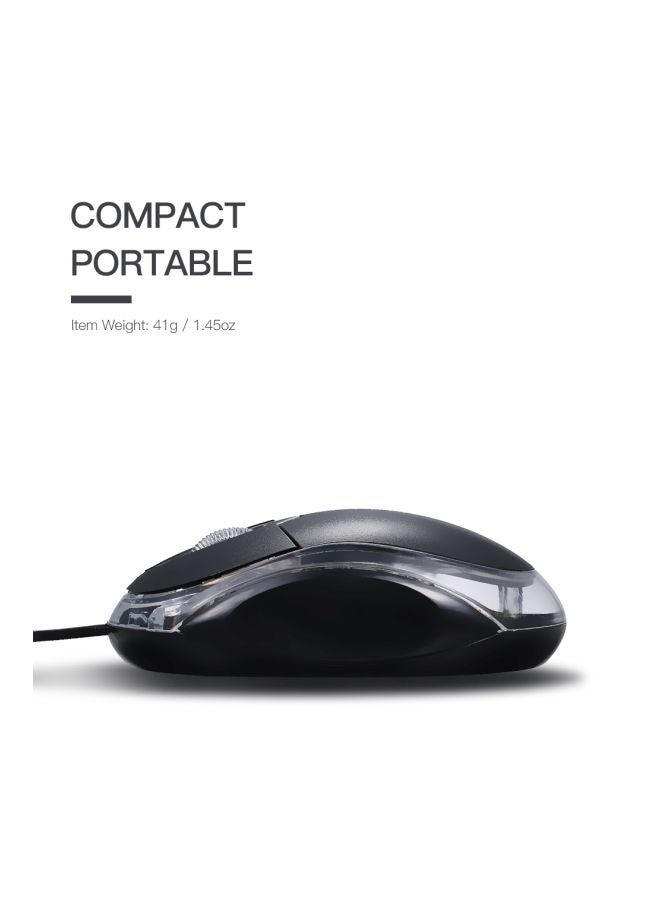 Wired Optical Portable Mouse With USB Port Black/Clear - Image 4