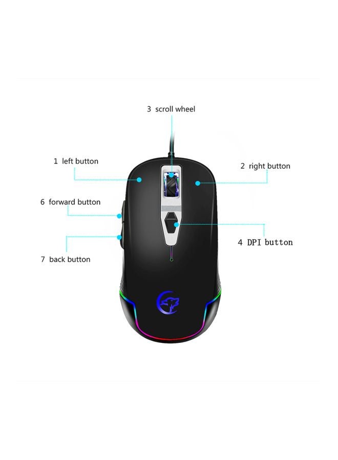 Wired LED Backlit Optical Gaming Mouse Black - Image 2