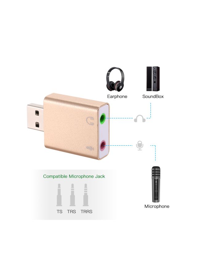 محول صوت بمنفذ USB ذهبي وردي - Image 4