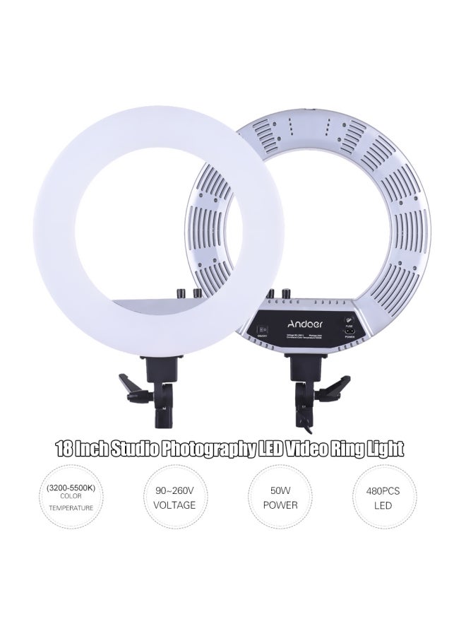 ANDOER 18-Inch LED Video Ring Light With Carrying Bag Silver  - Image 2