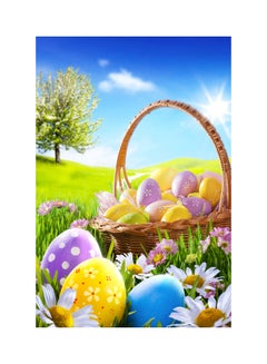 Generic Rabbit Flowers And Grassland Printed Photography Background Blue/Green/Pink  - Image 2