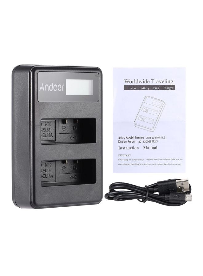 ANDOER Rechargeable Camera Battery Charger For Nikon EN-EL14 Black - Image 4