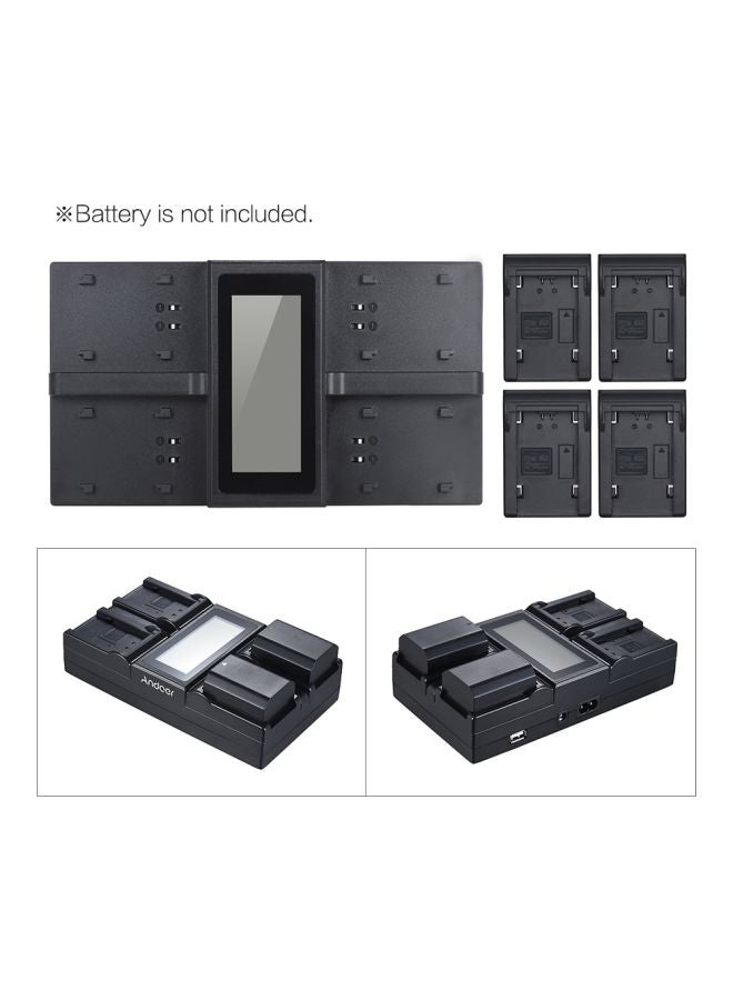 أندوير شاحن بشاشة LCD ب4 قنوات لبطارية كاميرا سوني NP-FZ100 أسود - Image 3
