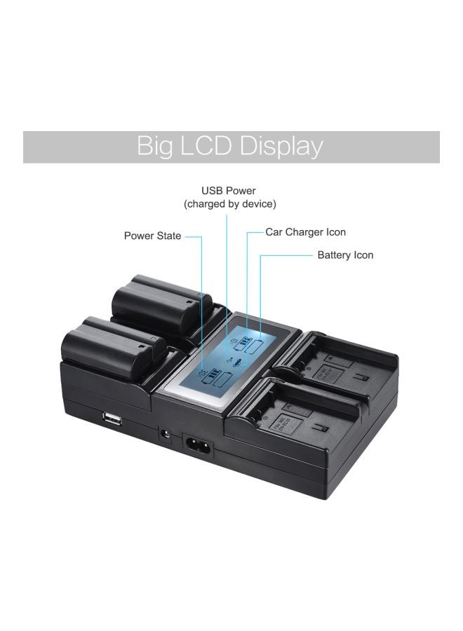 أندوير شاحن بطارية الكاميرا الرقمية مع شاشة عرض LCD و4 قنوات لبطارية كاميرا نيكون EN-EL 15 أسود - Image 3
