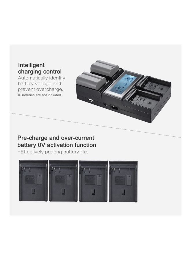 أندوير شاحن بطارية الكاميرا الرقمية مع شاشة عرض LCD و4 قنوات لبطارية كاميرا نيكون EN-EL 15 أسود - Image 5