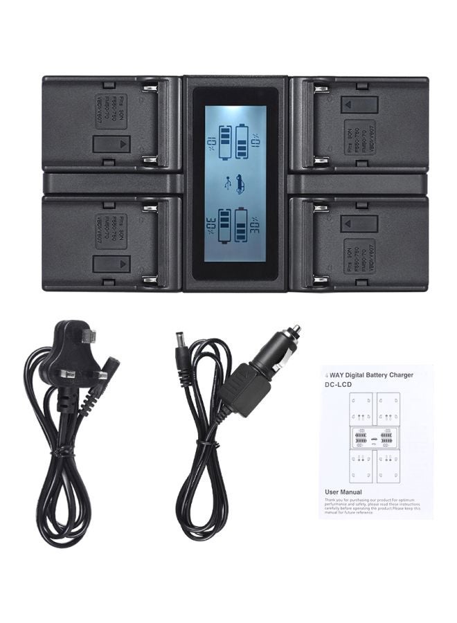 ANDOER 4-Channel Digital LCD Display Camera Battery Charger For Sony NP-F970 Battery Black - Image 2