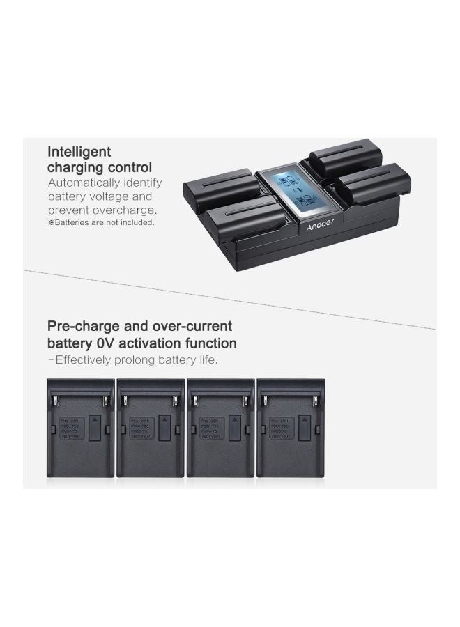 ANDOER 4-Channel Digital LCD Display Camera Battery Charger For Sony NP-F970 Battery Black - Image 4