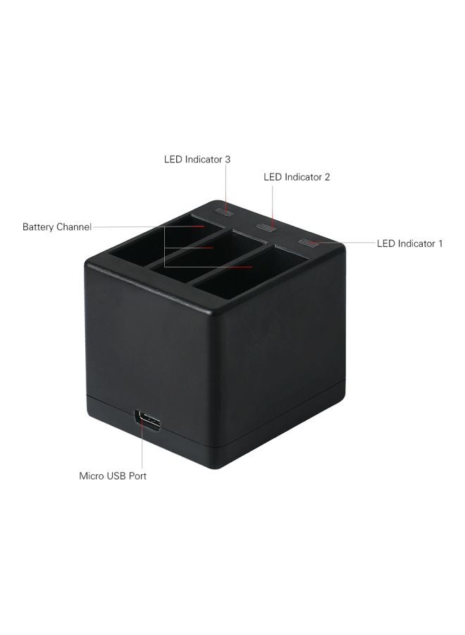 3-Channel Battery Charger For GoPro Hero 5/Hero 6/Hero 7 2018 Black - Image 2