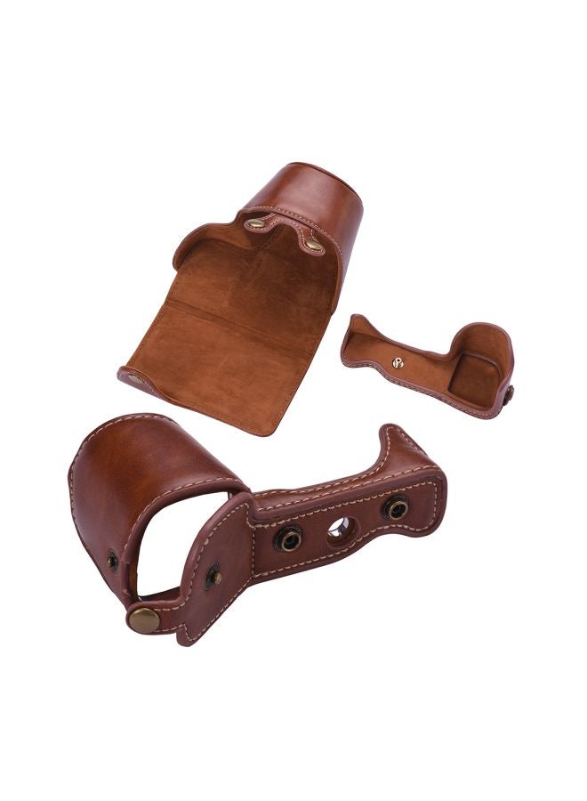 Protective Camera Case With Shoulder Strap For Sony Alpha A6300/A6000 Brown - Image 5