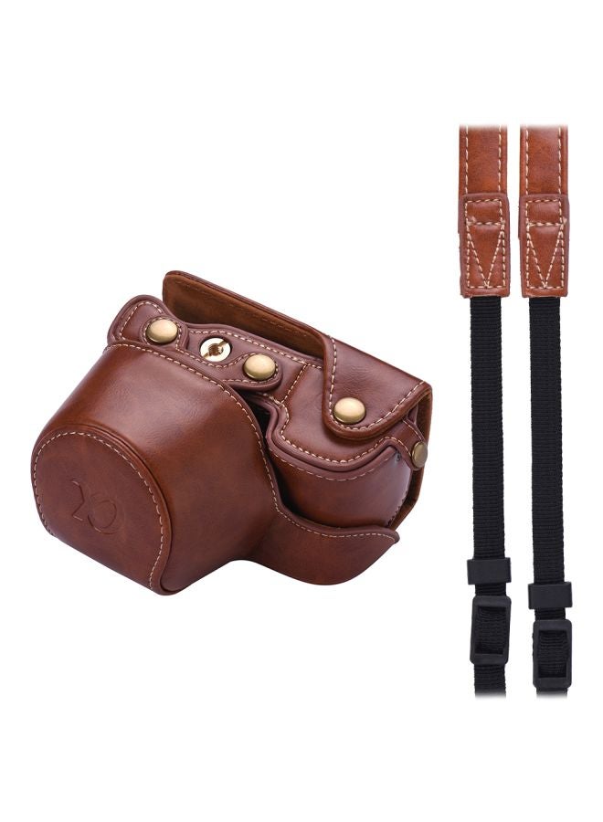 Protective Camera Case With Shoulder Strap For Sony Alpha A6300/A6000 Brown - Image 1