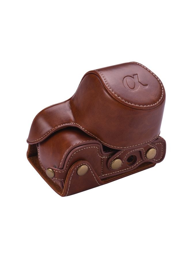 Protective Camera Case With Shoulder Strap For Sony Alpha A6300/A6000 Brown - Image 3