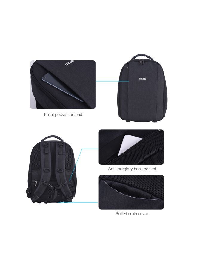 Caden Waterproof Camera Backpack With USB Cable Black  - Image 4