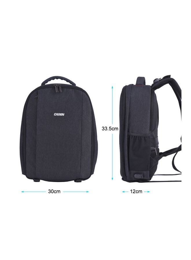 Caden Waterproof Camera Backpack With USB Cable Black  - Image 3
