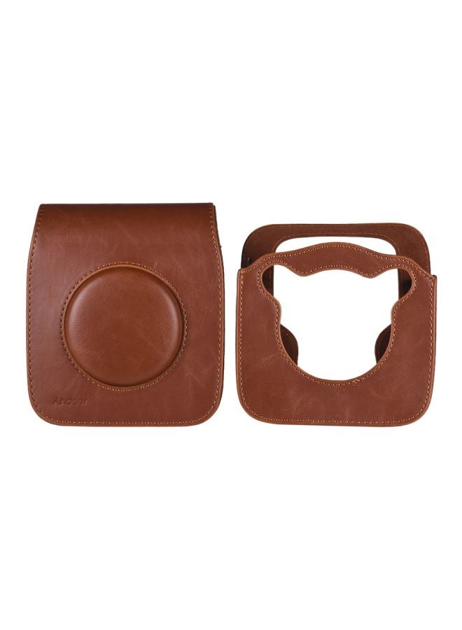 ANDOER Protective Case With Shoulder Strap For Fujifilm Instax SQ10 Brown  - Image 2