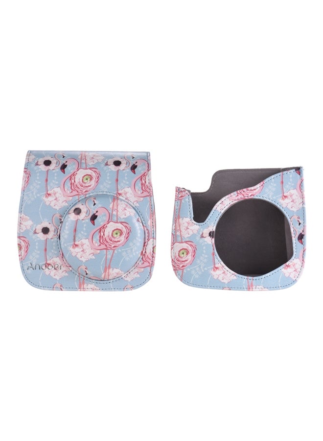 ANDOER Flamingo Printed Camera Case With Strap For Fujifilm Instax Mini 9/8+/8s/8 Blue/Pink  - Image 3