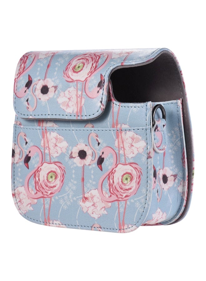 ANDOER Flamingo Printed Camera Case With Strap For Fujifilm Instax Mini 9/8+/8s/8 Blue/Pink  - Image 2