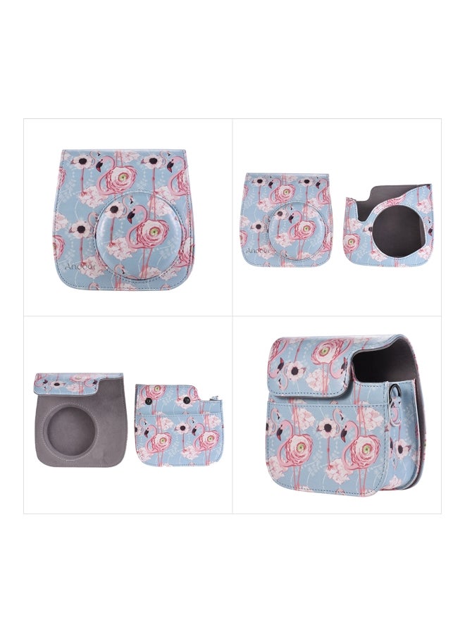 ANDOER Flamingo Printed Camera Case With Strap For Fujifilm Instax Mini 9/8+/8s/8 Blue/Pink  - Image 4
