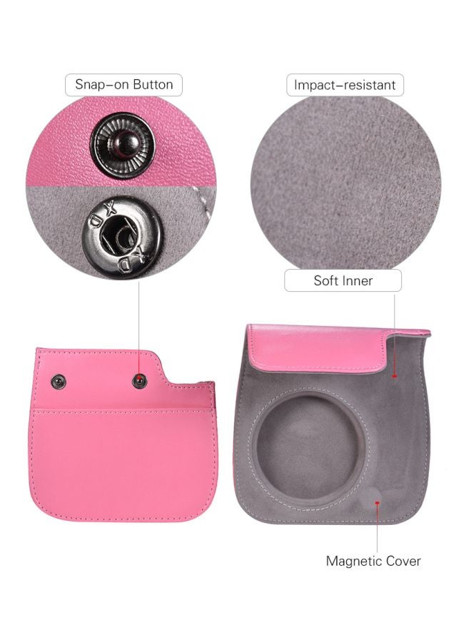 ANDOER Protective Camera Case With Strap For Fujifilm Instax Mini 9/8/8+/8s Pink  - Image 3