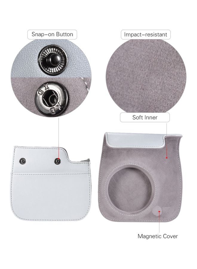 ANDOER Protective Camera Case With Strap For Fujifilm Instax Mini 9/8/8+/8s White - Image 3