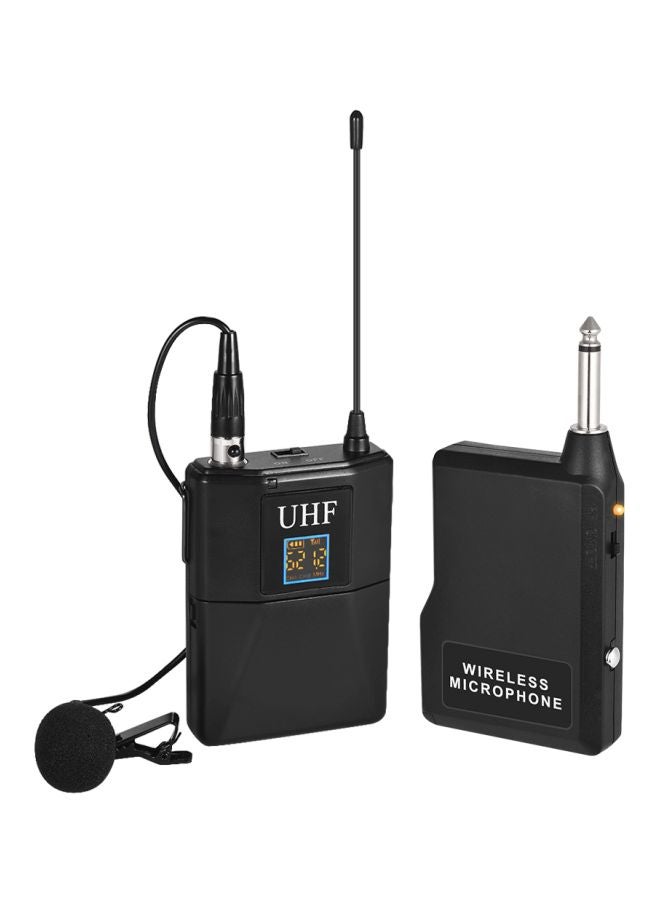 جهاز إرسال واستقبال بنظام ميكروفون لاسلكي بتردد فوق العالي UHF مكون من قطعتين LU-D6455 أسود