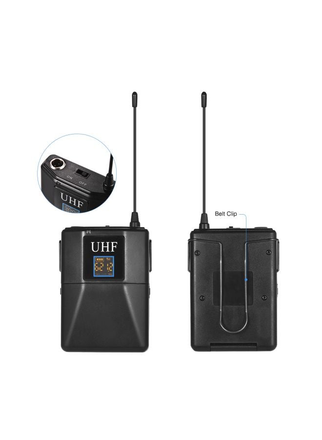 جهاز إرسال واستقبال بنظام ميكروفون لاسلكي بتردد فوق العالي UHF مكون من قطعتين LU-D6455 أسود