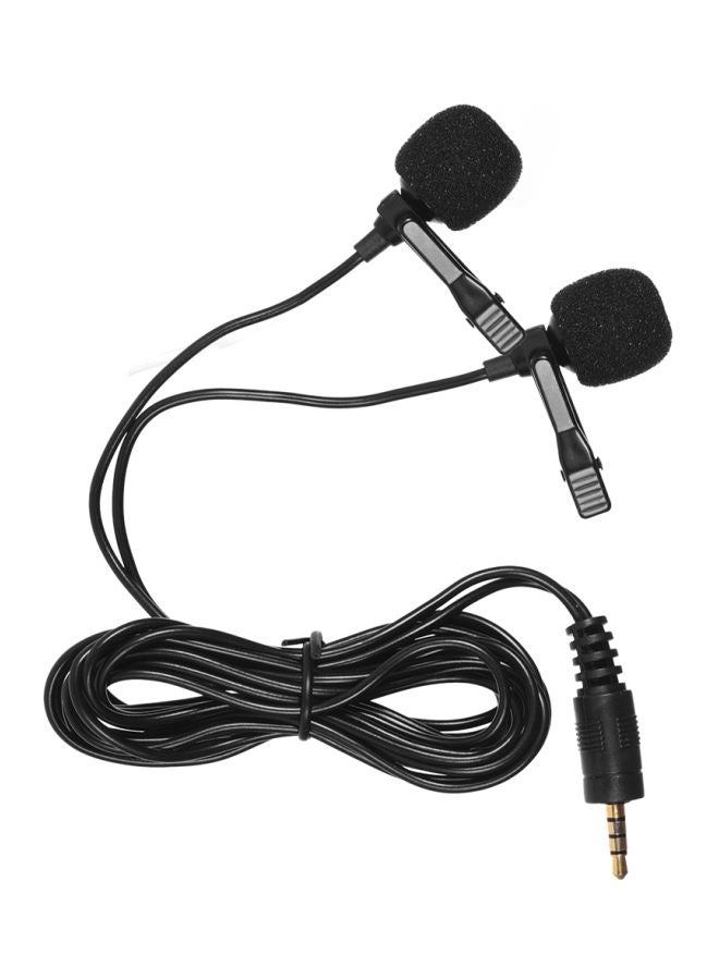 Generic Dual-Head Omnidirectional Clip-On Microphone Mic LU-D6356 Black  - Image 1