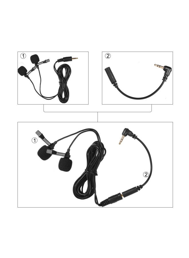 Generic Dual-Head Omnidirectional Clip-On Microphone Mic LU-D6356 Black  - Image 2