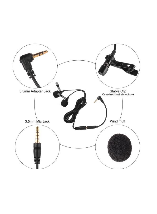 Generic Dual-Head Omnidirectional Clip-On Microphone Mic LU-D6356 Black  - Image 3
