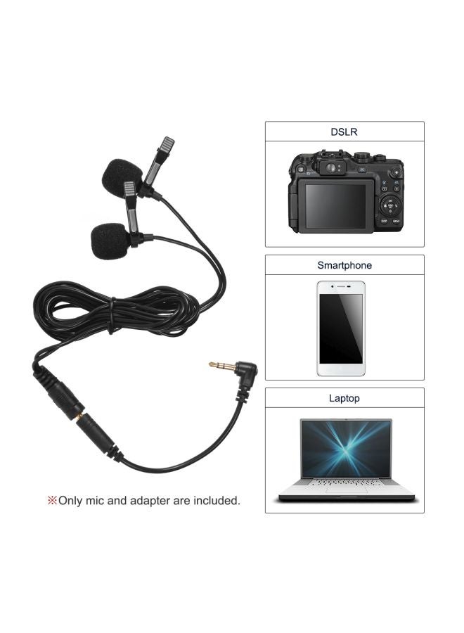 Generic Dual-Head Omnidirectional Clip-On Microphone Mic LU-D6356 Black  - Image 5