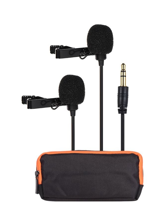 Dual Head Omnidirectional Clip-On Microphone Mic LU-D6318 Black - Image 1