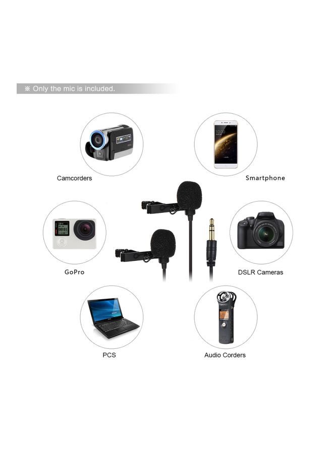 Dual Head Omnidirectional Clip-On Microphone Mic LU-D6318 Black - Image 2