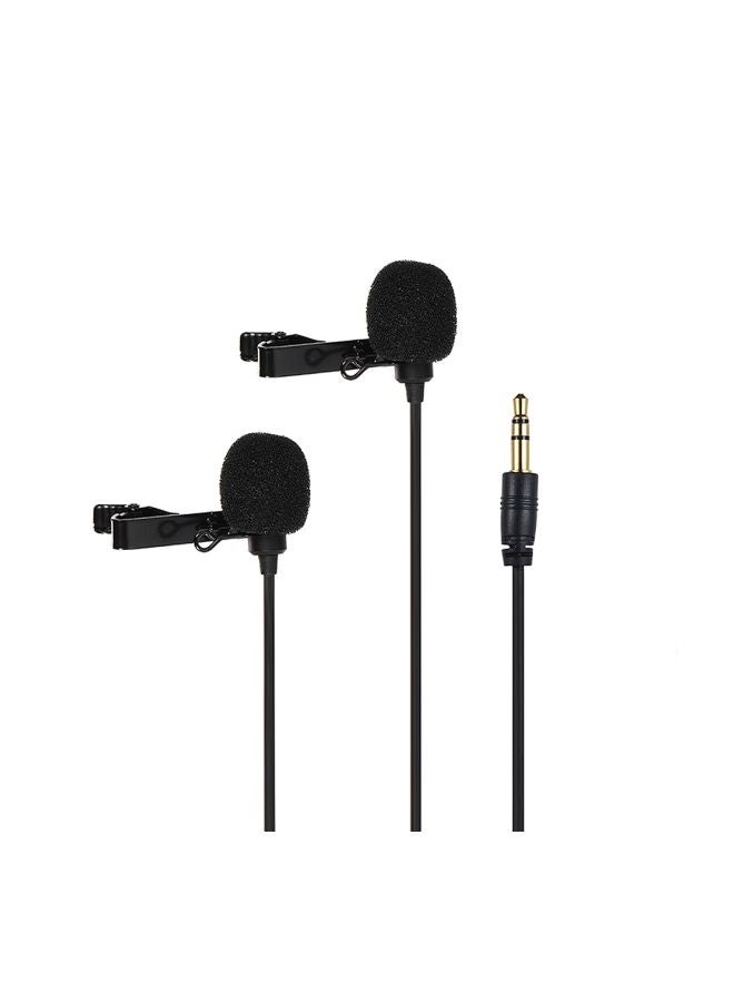 Dual Head Omnidirectional Clip-On Microphone Mic LU-D6318 Black - Image 3