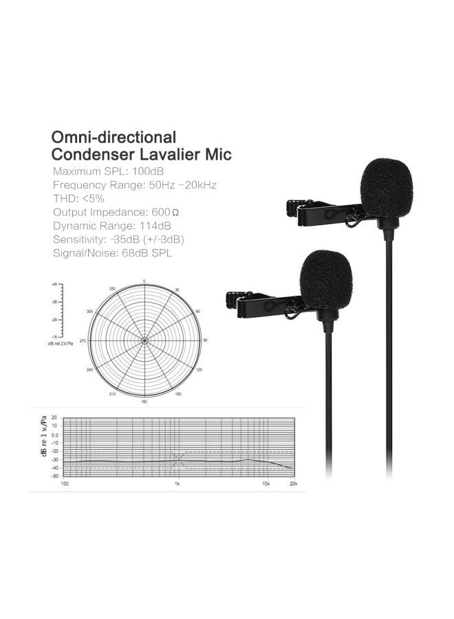 Dual Head Omnidirectional Clip-On Microphone Mic LU-D6318 Black - Image 4