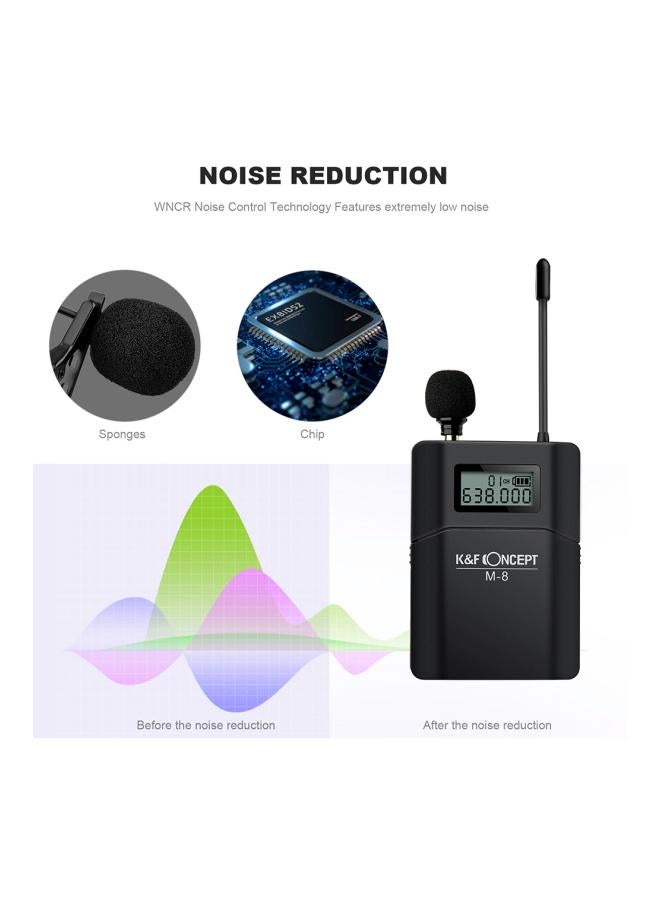 M8 UHF Wireless Lavalier Microphone For Video Camera And Camcorder LU-D5247 Black