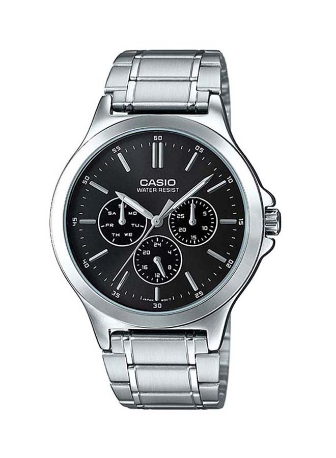 كاسيو ساعة يد بعقارب وسوار معدني طراز MTP-V300D-1AUDF - 47 مم - فضي للرجال - Image 1