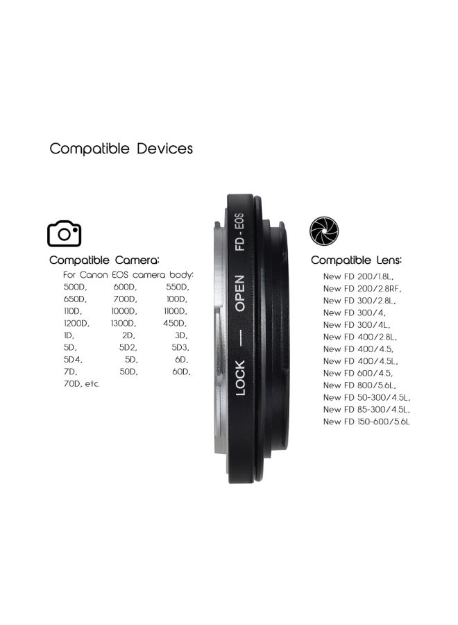Lens Mount Adapter Ring For Canon 450D/50D/5D/5D2/500D/550D/600D/650D/6D/70D/700D Black  - Image 4