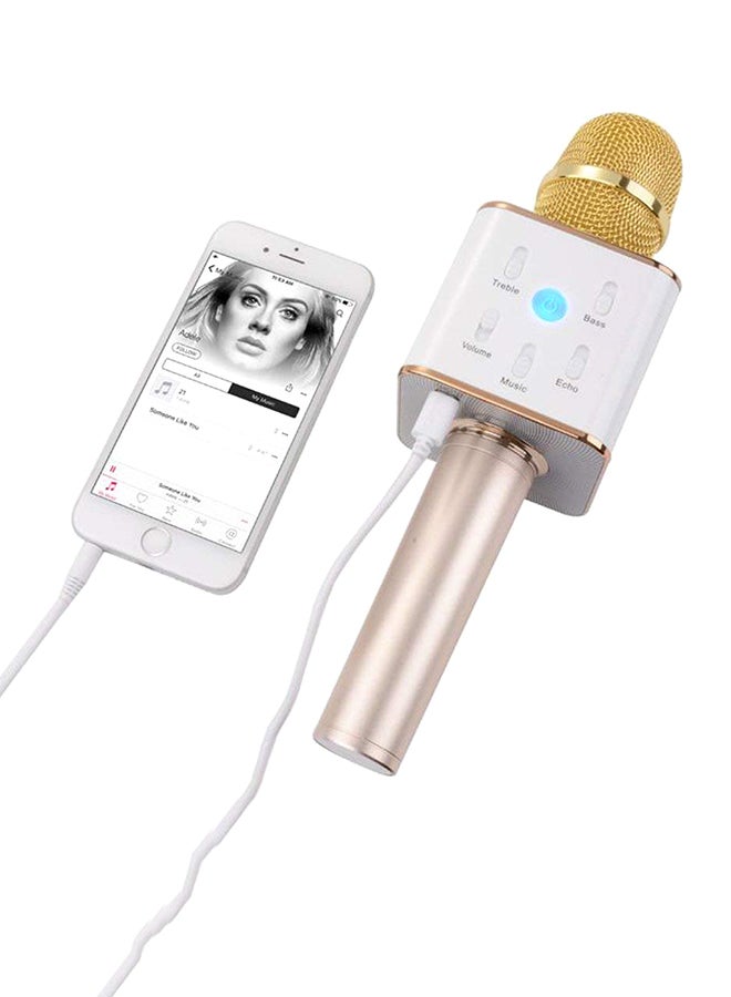 Q7 Wireless Karaoke Microphone Gold/White - Image 3