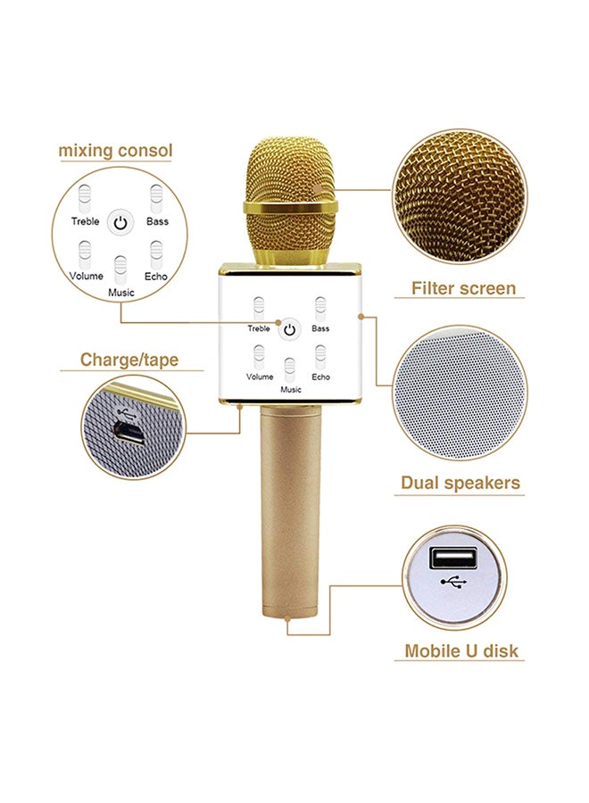 Q7 Wireless Karaoke Microphone Gold/White - Image 5