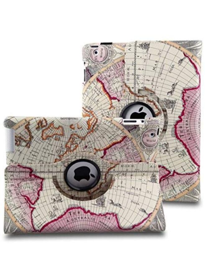 World Map Coated Smart Case Cover For Apple iPad Multicolour  - Image 3