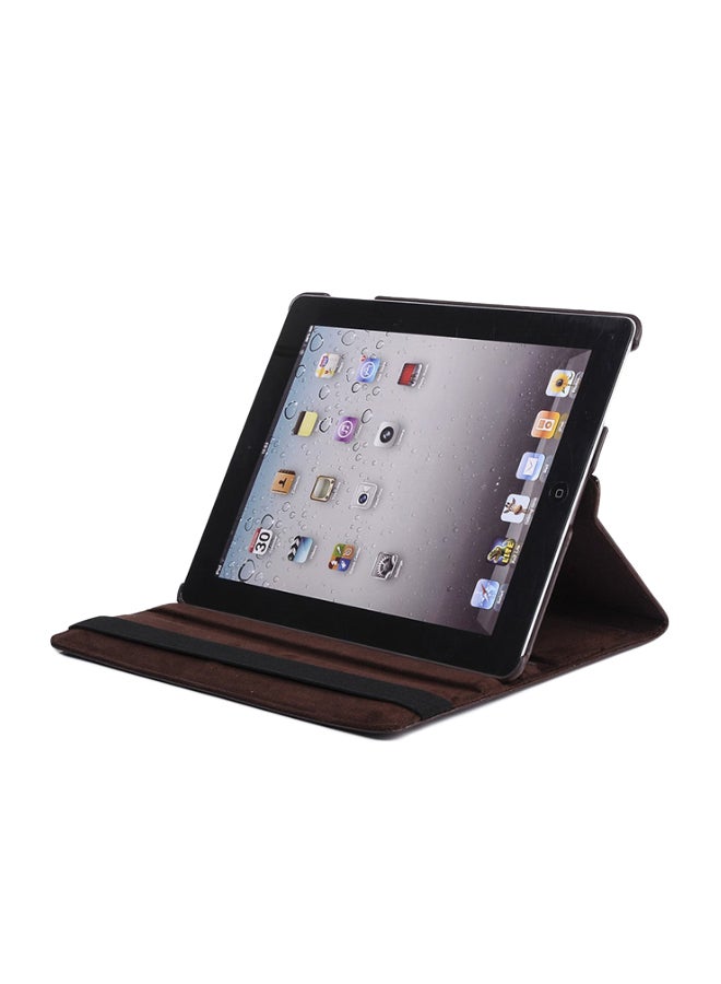 360 Degree Folding Pattern Case Cover For Apple iPad Brown