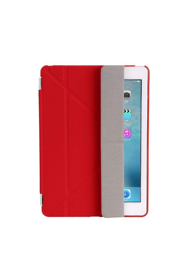 Foldable Leather Shell Magnetic Smart Case Cover For Apple iPad 2017 Red  - Image 5