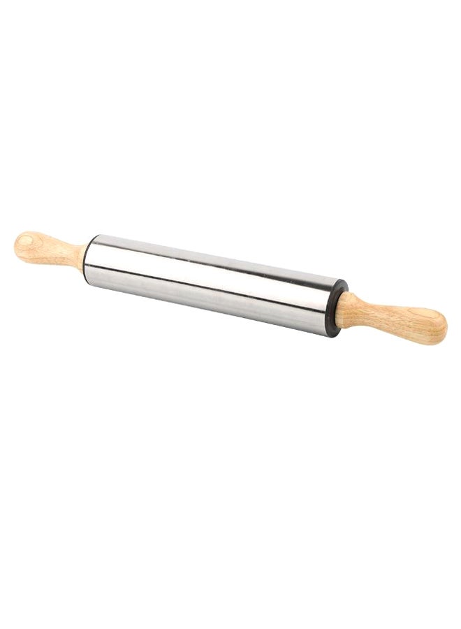 Bread Cookie Dough Rolling Pin Silver/Beige