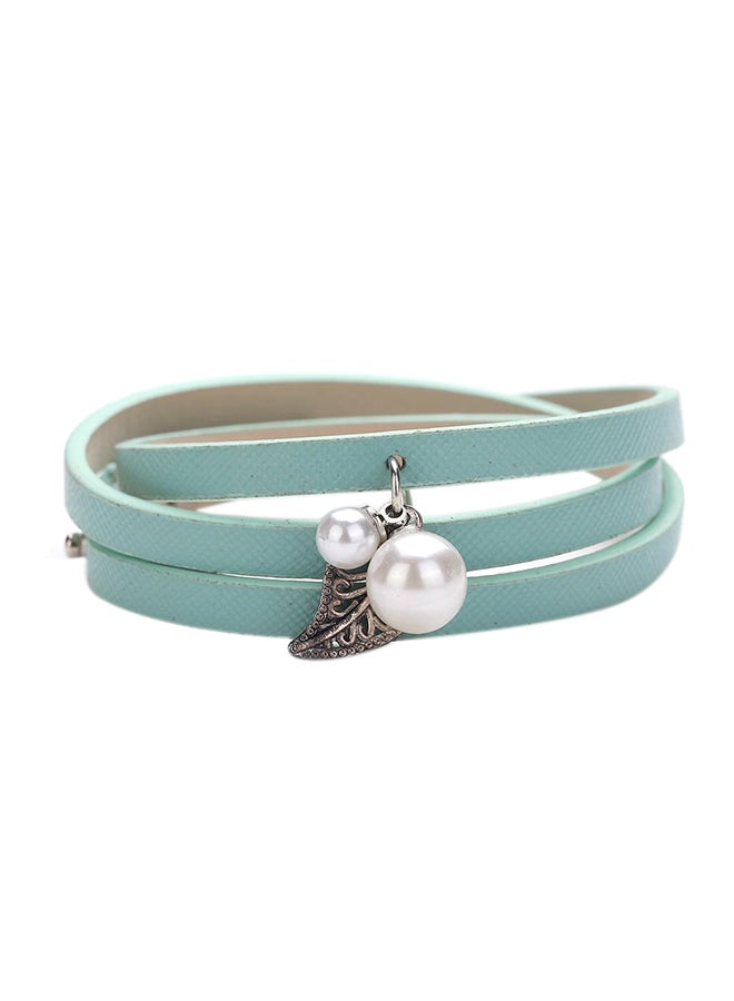 Pearl And Leaf Pendant Multi-Layer Bracelet