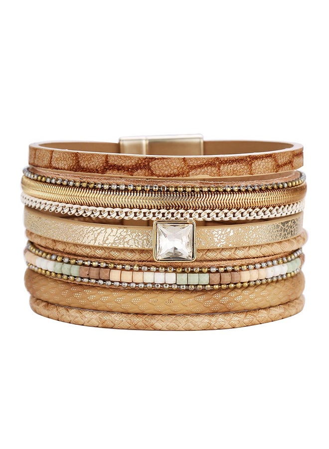 Sharpdo Crystal Stud Magnetic Buckle Multi-Layer Bracelet 