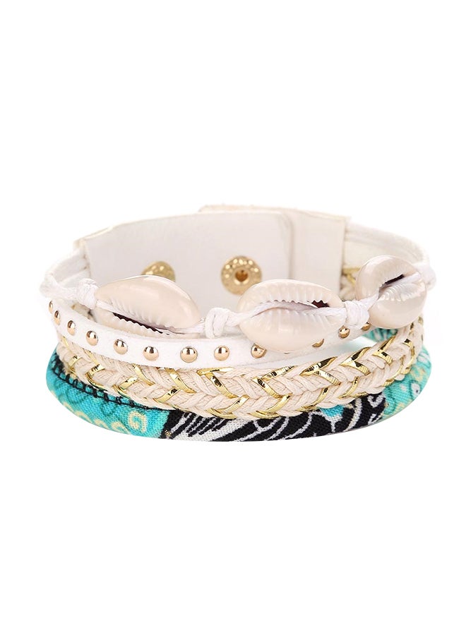 Sharpdo Seashell Pattern Magnetic Closure Multi-Layer Bracelet 